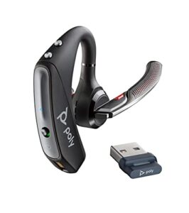 plantronics 5200 uc wireless headset & charging case - single-ear bluetooth headset w/noise-canceling mic - connect mobile/mac/pc via bluetooth - works w/teams, zoom - (206110-102)