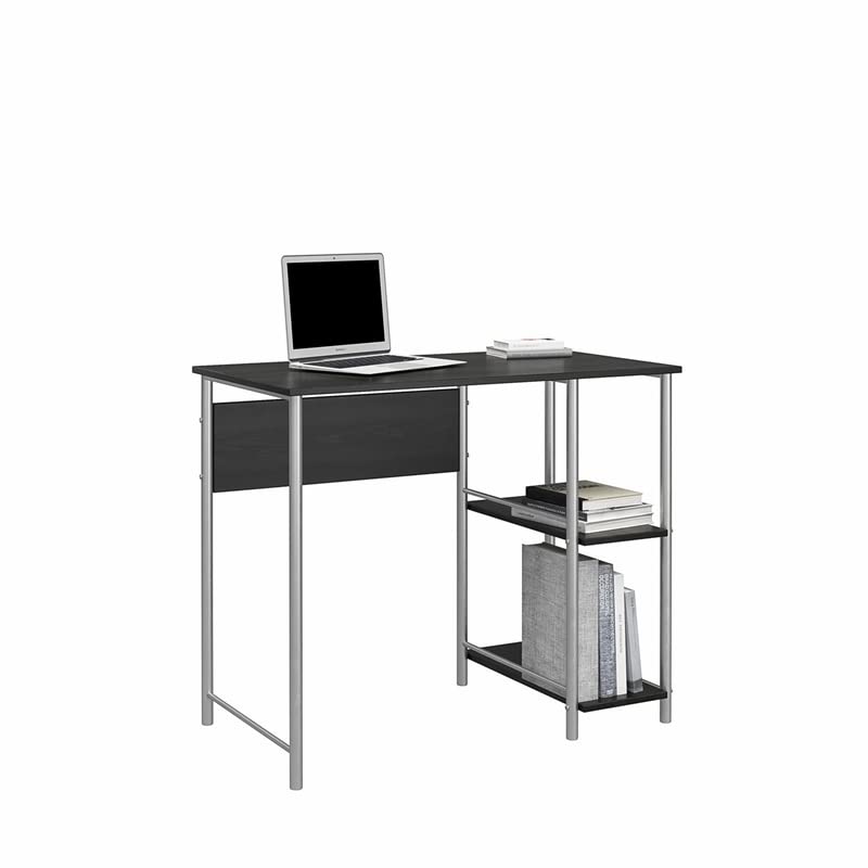 Ameriwood Home Mainstays Basic Metal Student Computer Desk in True Black Oak