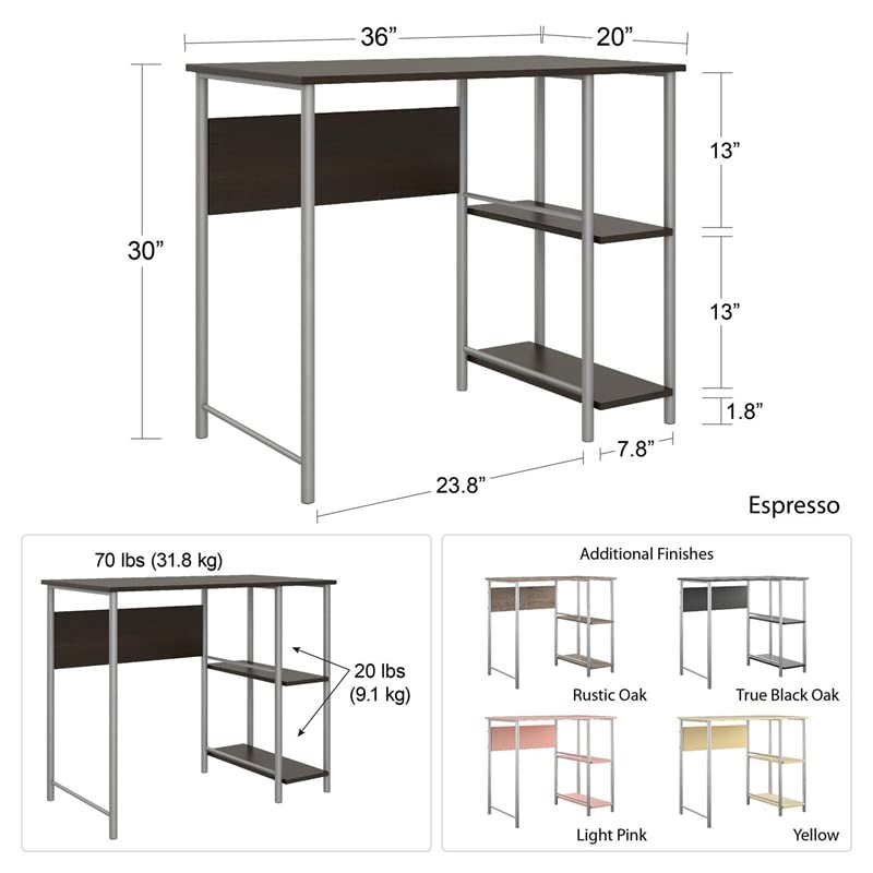 Ameriwood Home Mainstays Basic Metal Student Computer Desk in True Black Oak