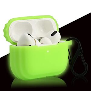 green protective case replacement for apple airpods pro 2 airpod pro2 2022 new earbuds cover, silicone skin glow in dark- lefxmophy