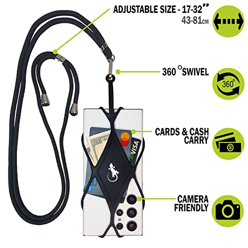 Cell Phone Lanyard Phone lanyards for Around The Neck Neck Lanyard Phone Crossbody (Black XL Neck - Black Diamond)