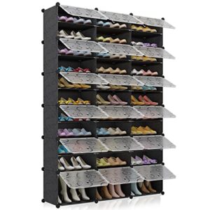 maginels 72-pair shoe rack organizer diy storage cabinet shelf for entryway, closet,black