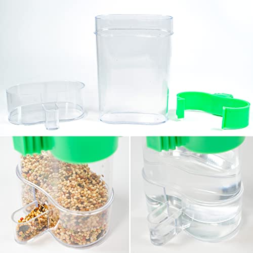 Parakeet Water Dispenser Bird Cage - No Mess Parrot Feeder Parakeet Food Parakeet Cage Accessories Automatic Feeding Waterer for Birds Parrot Finch Canaries (2Pcs) Clear