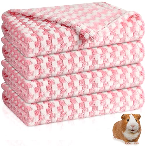 4 Pack Guinea Pigs Blankets 30 x 40 Inch Hamster Fleece Cage Liners Soft Guinea Pig Accessories Small Animal Pet Blanket Sleep Bedding Mats Pet Supplies for Dog Puppy Cat