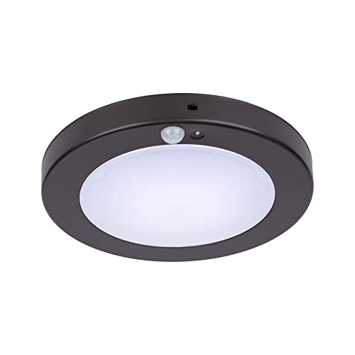 LIT-PaTH LED Motion Sensor Flush Mount Ceiling Lighting Fixture, Closet Light with Dusk to Dawn, 10.5W, 700 Lumen, 6.2 Inch, Anti-Rust Galvanized Housing, Bronze Finish 3000K 1-Pack