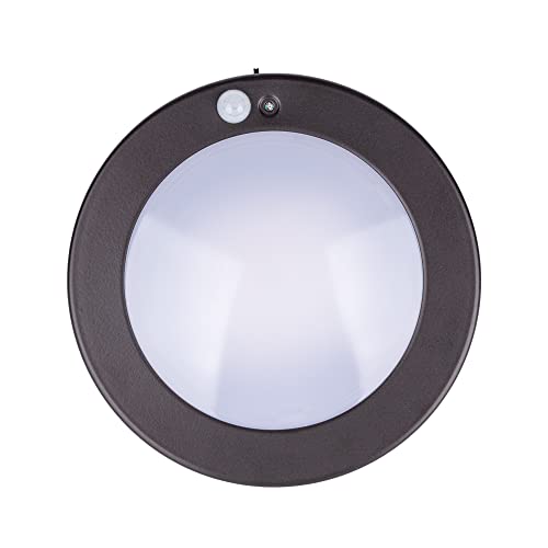 LIT-PaTH LED Motion Sensor Flush Mount Ceiling Lighting Fixture, Closet Light with Dusk to Dawn, 10.5W, 700 Lumen, 6.2 Inch, Anti-Rust Galvanized Housing, Bronze Finish 3000K 1-Pack