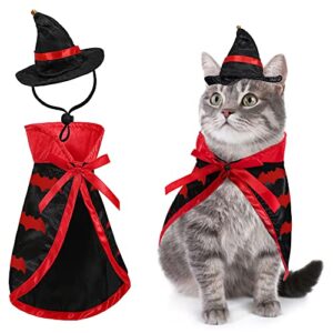 heureppy halloween cat costume cloak witch hat accessories adjustable bats pet clothes set, pat for cats dogs animal carnival party supplies