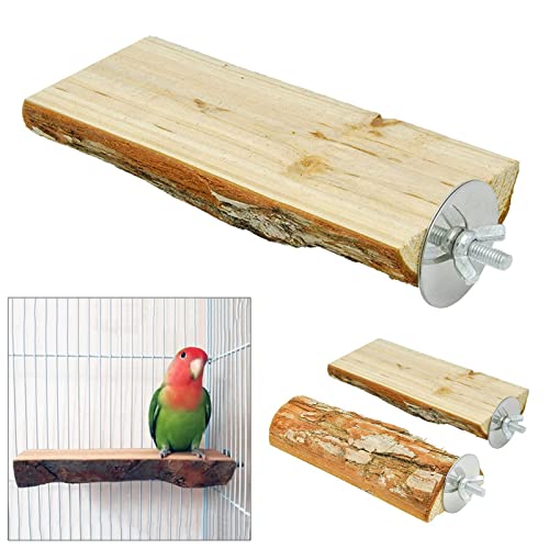 Natural Wooden Bird Perch Stand, Multi-Branch Hanging Perch Platform for Parrots, Cockatiels, Conures, Macaws, 7-8cm 15cm