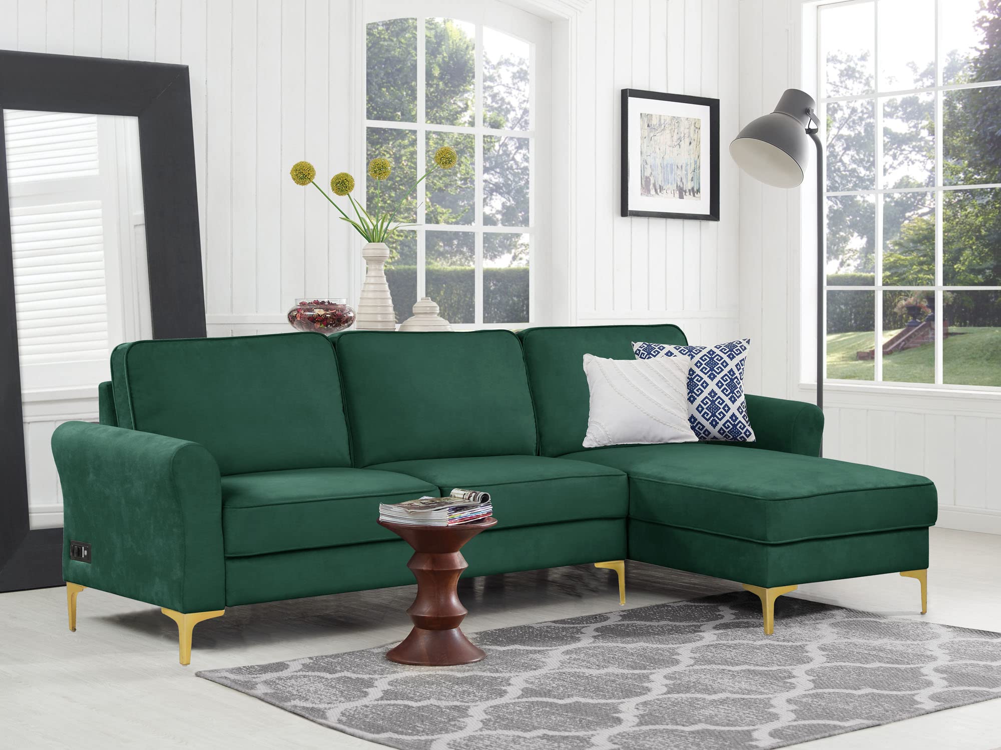 LifeStyle Solutions Langston Sectional Sofa, Green