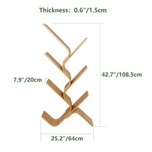 6-Tier Bamboo Tree Modern Bookshelf, Creative Curved Standing Bookcase Rack Book Storage Organizer Shelves, Display Floor Book Shelf Space Saver for Home Office Living Room Bedroom, Natural Color