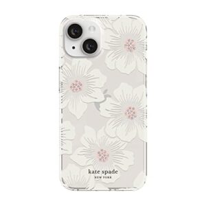 kate spade new york protective hardshell case compatible with apple iphone 14 - hollyhock floral clear [ksiph-222-hhccs]