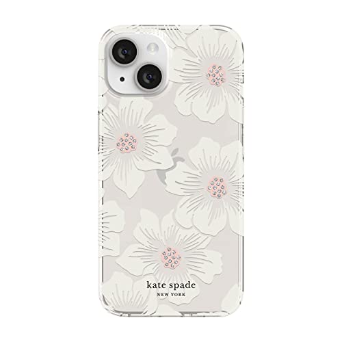 Kate Spade New York Protective Hardshell Case Compatible with Apple iPhone 14 - Hollyhock Floral Clear [KSIPH-222-HHCCS]