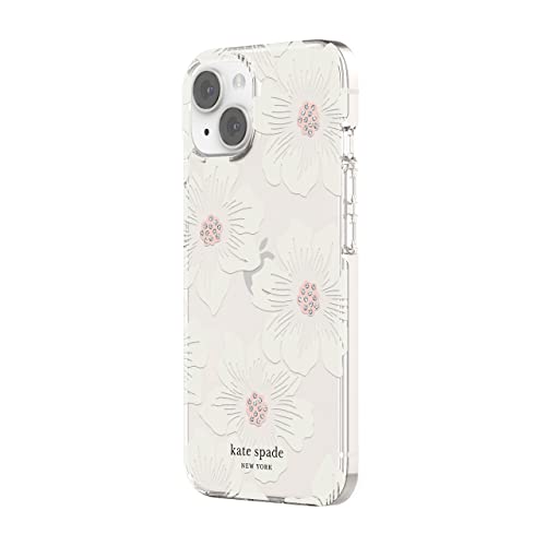 Kate Spade New York Protective Hardshell Case Compatible with Apple iPhone 14 - Hollyhock Floral Clear [KSIPH-222-HHCCS]