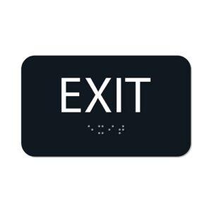 alpha dog tactile exit sign with braille - ada compliant exit sign with grade 2 contracted braille and raised text, 3x5 inch, uv stable for indoor or outdoor use, easy installation, made in the usa