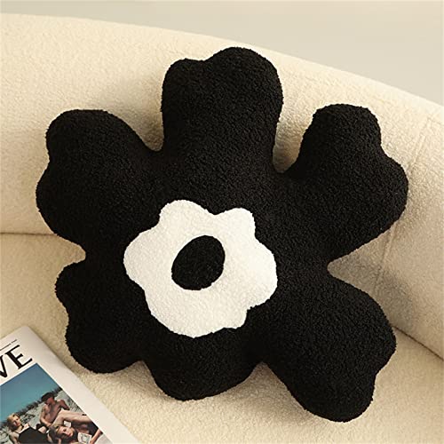 YRXRUS Flower Throw Pillows Black Flower Shaped Pillows for Home Decoration Christmas Fancy 3D Cute Accent Throw Pillow 22 × 18 Inches for Couch Bedroom Living Room