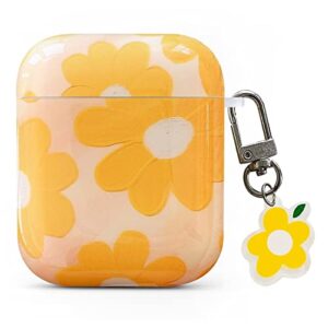 case for flower airpod case 2nd generation airpod case 1st generation with keychain yellow airpods 2nd generation case for women