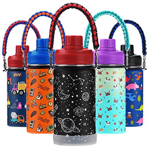 WEREWOLVES 14 oz Kids Water Bottle with Boot, Vacuum Insulated Stainless Steel Wide Mouth Metal Bottle for Girls, Boys, School - LeakProof Spout Lid, Stars