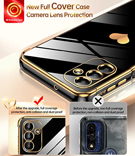 LeYi for Samsung Galaxy A13 5G Case: with Screen Protector [2 Pcs]+ Full Camera Protection, Love Heart Plating Girly Women Cute Luxury Soft TPU Case for Samsung A13 5G, Black