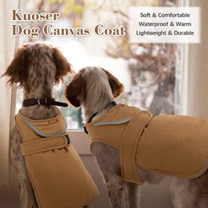 Kuoser Canvas Dog Winter Coat, Warm Dog Jacket Reflective Fleece Dog Cold Weather Coat Warm Doggie Clothes Waterproof Dog Vest with Zipper Leash Hole for Small Medium Large Dogs