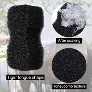 Eaasty 3 Pcs Horse Groomer Scrubber Massager Horse Grooming Kit Horse Grooming Supplies Large Horse Sponge Soft Horse Care Sponge for Horse Cleaning Washing Bathing, Black, 4.33 x 7.87 x 2.56 Inch