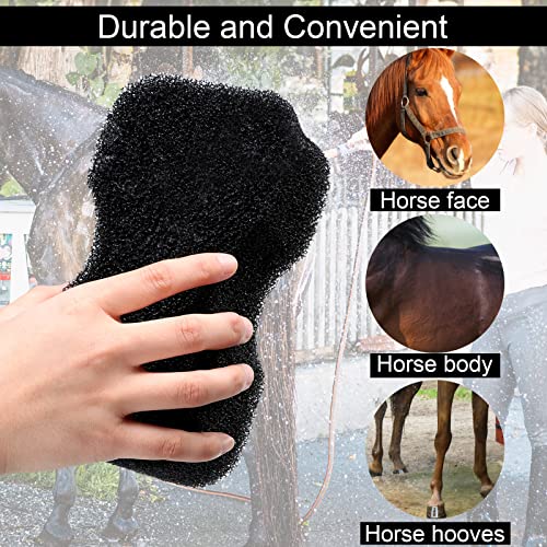 Eaasty 3 Pcs Horse Groomer Scrubber Massager Horse Grooming Kit Horse Grooming Supplies Large Horse Sponge Soft Horse Care Sponge for Horse Cleaning Washing Bathing, Black, 4.33 x 7.87 x 2.56 Inch