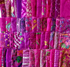 vintage fabrics crafts sari silk fabric lot vintage sari fabric material remnant 50 small pieces magenta craft scrapbook art doll junk journal, 6 inches