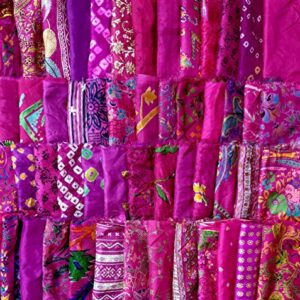 Vintage Fabrics Crafts Sari Silk Fabric Lot Vintage Sari Fabric Material Remnant 50 Small Pieces Magenta Craft Scrapbook Art Doll Junk Journal, 6 Inches