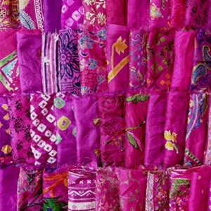 Vintage Fabrics Crafts Sari Silk Fabric Lot Vintage Sari Fabric Material Remnant 50 Small Pieces Magenta Craft Scrapbook Art Doll Junk Journal, 6 Inches