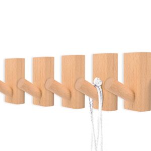 gdtoolmmy wood hooks,wooden coat hooks wall mounted,decorative backpack towels hanger, hat hooks for wall heavy duty hooks (beech wood,5pack)