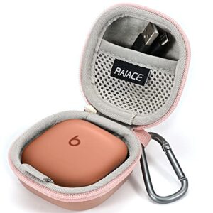 raiace hard storage case compatible with beats fit pro earbuds, earbuds storage box with mesh pocket. (case only) - pink