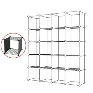 MAGINELS Portable Storage Cubes-14" x14"(Load-Bearing Metal Panel) Modular Bookshelf Units,Clothes Storage Shelves,Room Organizer,Black,20 Cubes