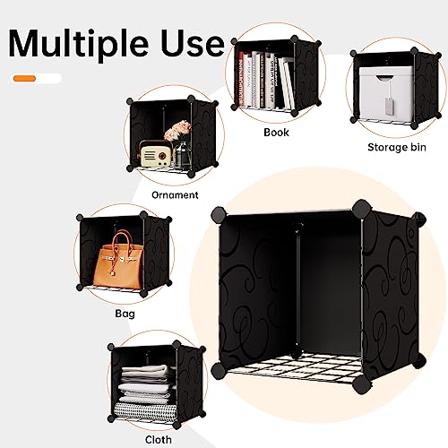MAGINELS Portable Storage Cubes-14" x14"(Load-Bearing Metal Panel) Modular Bookshelf Units,Clothes Storage Shelves,Room Organizer,Black,20 Cubes