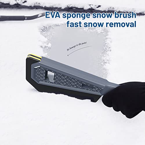 Kosctias Snow Shovel,Extendable Sponge Car Snow Brush and Ice Scraper with Aluminum Grip,Winter Tool,Auto Window Windshield Snow Brush,Ice Scraper for Car Truck SUV,Snow Removal