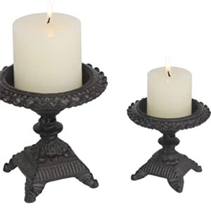 Vixdonos Rustic Pillar Candle Holders Set of 2 Farmhouse Iron Candlestick Holder Garden Decorative Candle Stand Fits for 2 Inches,3 Inches Pillar Candles