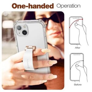 Onpint Phone Grip Finger Strap Holder 3.23 inches, 2-in-1 Cell Phone Slim Finger Loop Holder Kickstand Compatible with iPhone Samsung and Most Smartphones - White