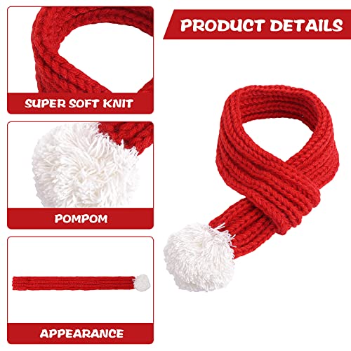 Cobee Christmas Dog Cat Santa Scarf, Dog Winter Knitted Scarf Pet Winter Neck Warmer Costume with White Pompom Ball Party Dressup Xmas Cute Decorate Gift Red (Medium)