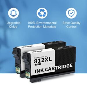 Kolor Expert Remanufactured T812 Black Ink Cartridge Replacement for Epson 812XL 812 XL T812XL for Epson Workforce WF-7840 WF-7820 EC-C7000 WF-7310 Printer (2 Black)