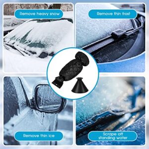 Ice Scraper with Glove 2 Pcs Cone Shaped Car Ice Scraper Warm Ice Scraper Mitt Funnel Snow Scraper Winter Windshield Scraper for SUV Window Cleaning Snow Removal