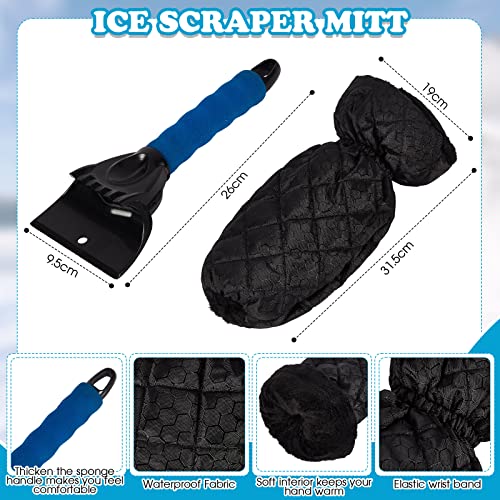 Ice Scraper with Glove 2 Pcs Cone Shaped Car Ice Scraper Warm Ice Scraper Mitt Funnel Snow Scraper Winter Windshield Scraper for SUV Window Cleaning Snow Removal