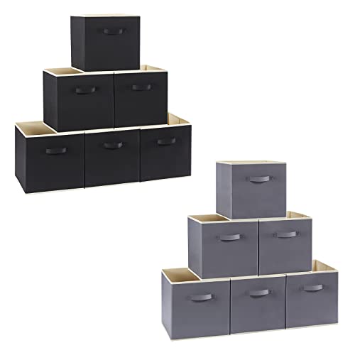 Lifewit 6 Pack Grey Storage Cubes, Bundle with 6 Pack Black Storage Cubes, Medium