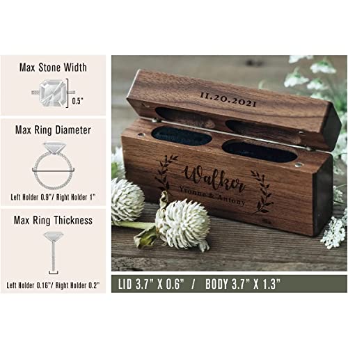 Eyesoul Custom Ring Bearer Box,Wooden Ring Box For Wedding/Proposal/Engagement,Personalized Wedding Stuff,Wedding Ring Holder With Name/Date,Jewelry Gift Box.