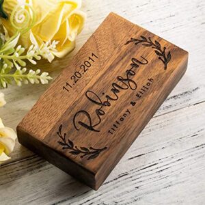 Eyesoul Custom Ring Bearer Box,Wooden Ring Box For Wedding/Proposal/Engagement,Personalized Wedding Stuff,Wedding Ring Holder With Name/Date,Jewelry Gift Box.