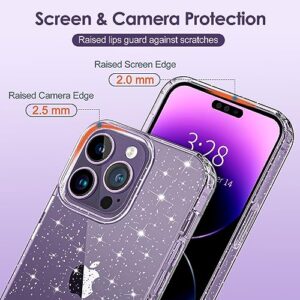 Hython Case for iPhone 14 Pro Max Case Glitter, Cute Sparkly Clear Glitter Shiny Bling Sparkle Cover, Anti-Scratch Soft TPU Slim Fit Shockproof Protective Phone Cases for Women Girls, Clear Glitter