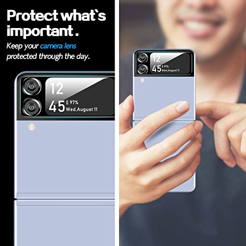 [2+2 Pack] YWXTW for Samsung Galaxy Z Flip 4 5G EPU Screen Protector + Camera Lens Protector Tempered Glass, Upgraded Ultra-Thin High Definition Clear Full Coverage Case Friendly