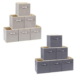 lifewit 6 pack grey storage cubes, bundle with 6 pack light grey storage cubes, medium