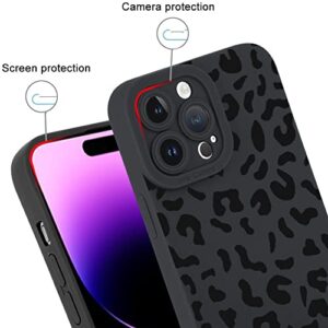 PERRKLD Leopard Case for iPhone 14 Pro Max Black Cheetah Animal Print Soft Flexible Anti-Fingerprint TPU Slim Shockproof Protective Case with Camera Protection Cover for iPhone 14 Pro Max 6.7 Inch