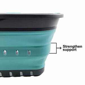 SAMMART 42L (11 gallon) Set of 2 Collapsible Plastic Laundry Basket - Foldable Pop Up Storage Container/Organizer - Portable Basket - Space Saving Hamper/Basket (Alloy Grey + Crystal Blue)