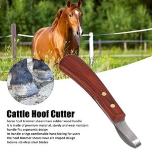 KUIDAMOS Hoof Trimmer, Loop Hoof Knife Precision Farrier Tool Stainless Steel Blade Oval Hoof Shears with Wood Handle Farrier Loop Knife for Horses Donkeys Cows