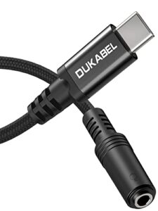 dukabel type c to aux adapter, usb-c to audio jack with upgraded dac chip for samsung galaxy s22 s21 s20 ultra s20+ note 20 google pixel 6 pro/5/4/3/2 oneplus 7t and more