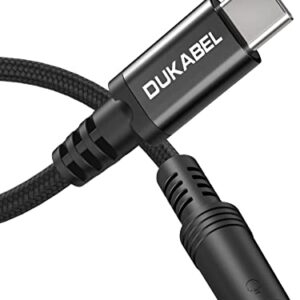 DUKABEL Type C to Aux Adapter, USB-C to Audio Jack with Upgraded DAC Chip for Samsung Galaxy S22 S21 S20 Ultra S20+ Note 20 Google Pixel 6 Pro/5/4/3/2 OnePlus 7T and More